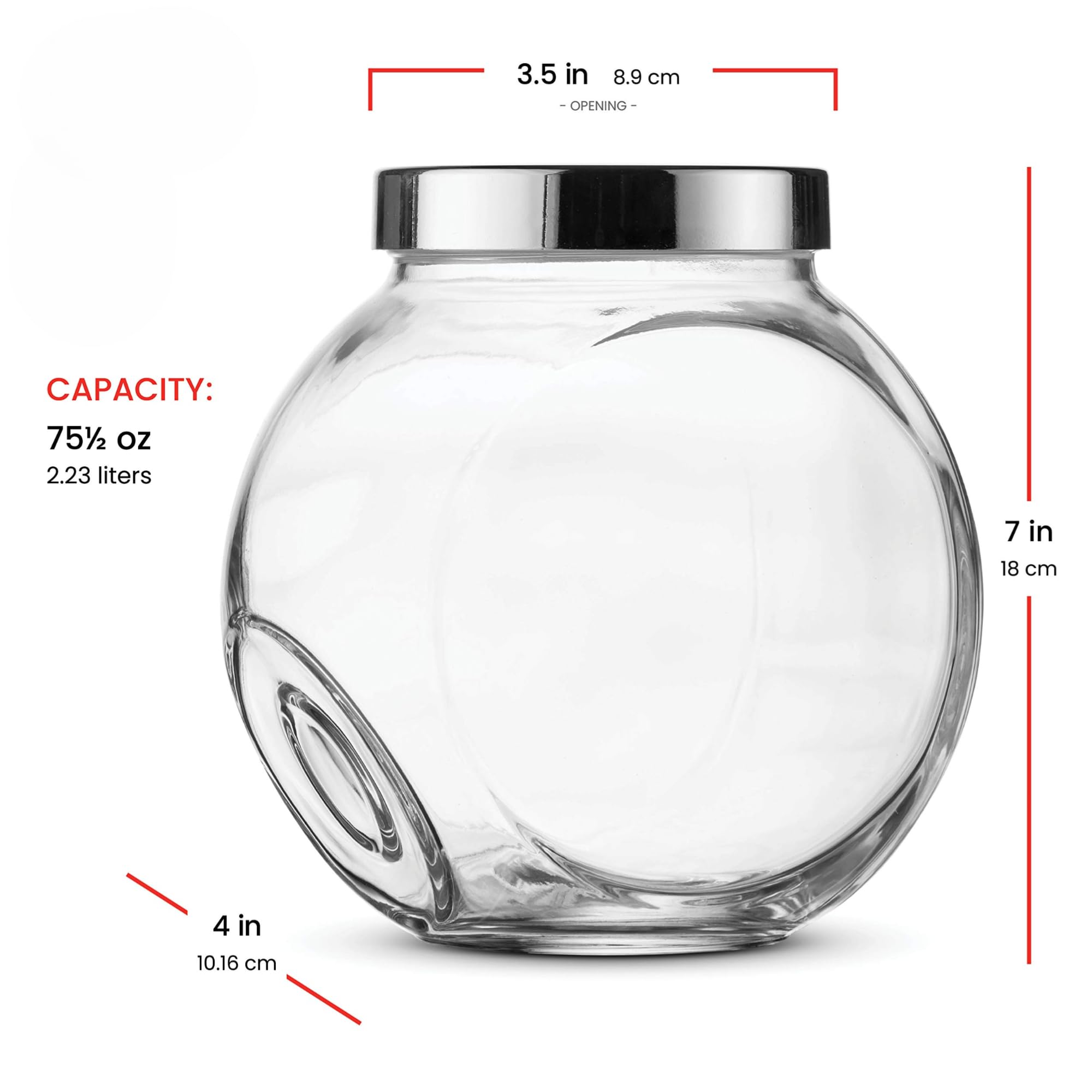 Pandora jar lid with airtight seal protects snacks from moisture.