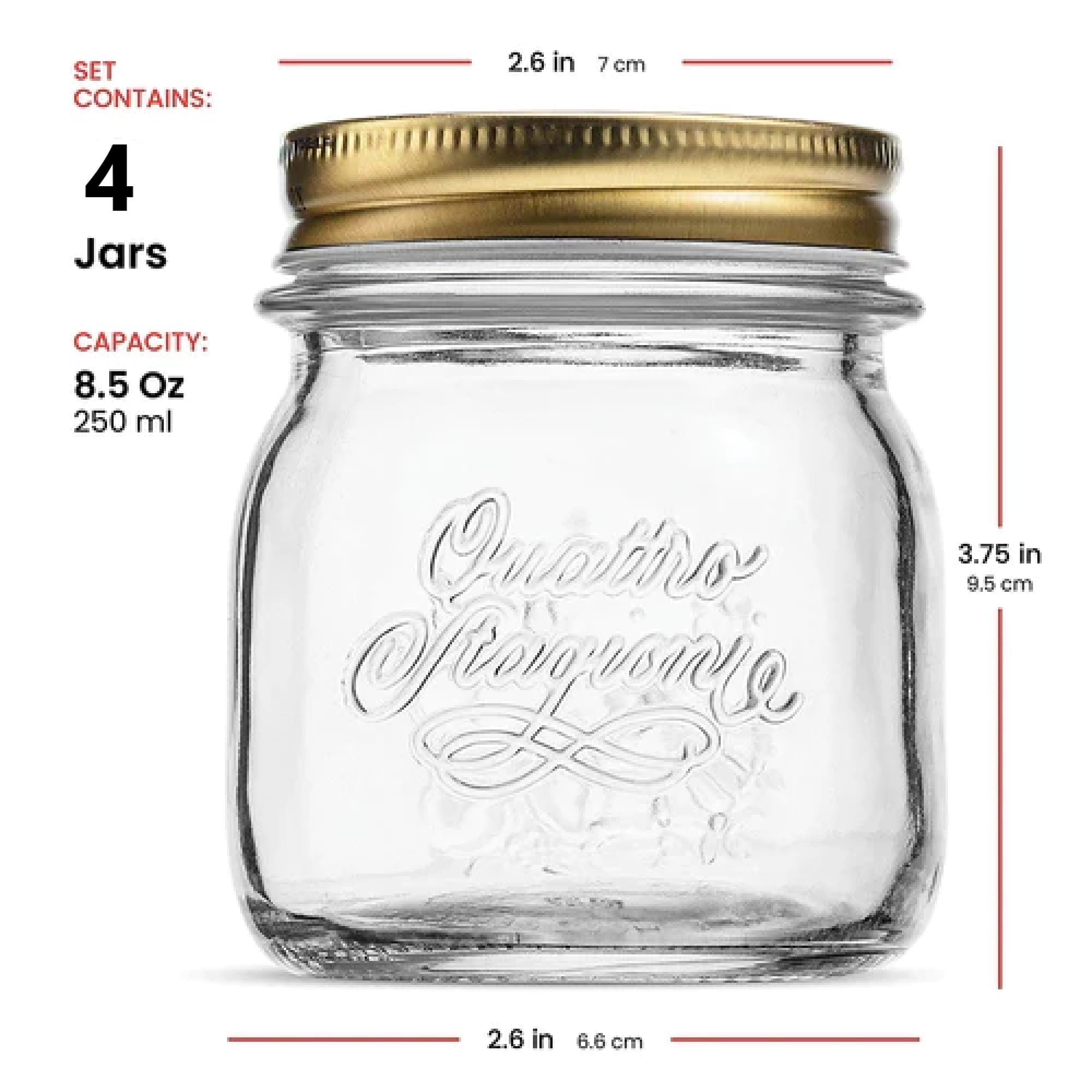 Quattro Stagioni clear glass jar shows contents clearly inside.