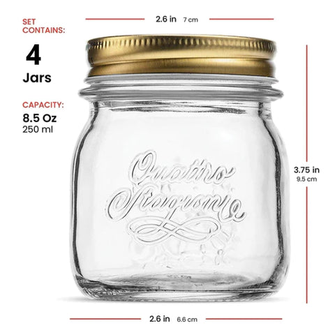 Quattro Stagioni clear glass jar shows contents clearly inside.