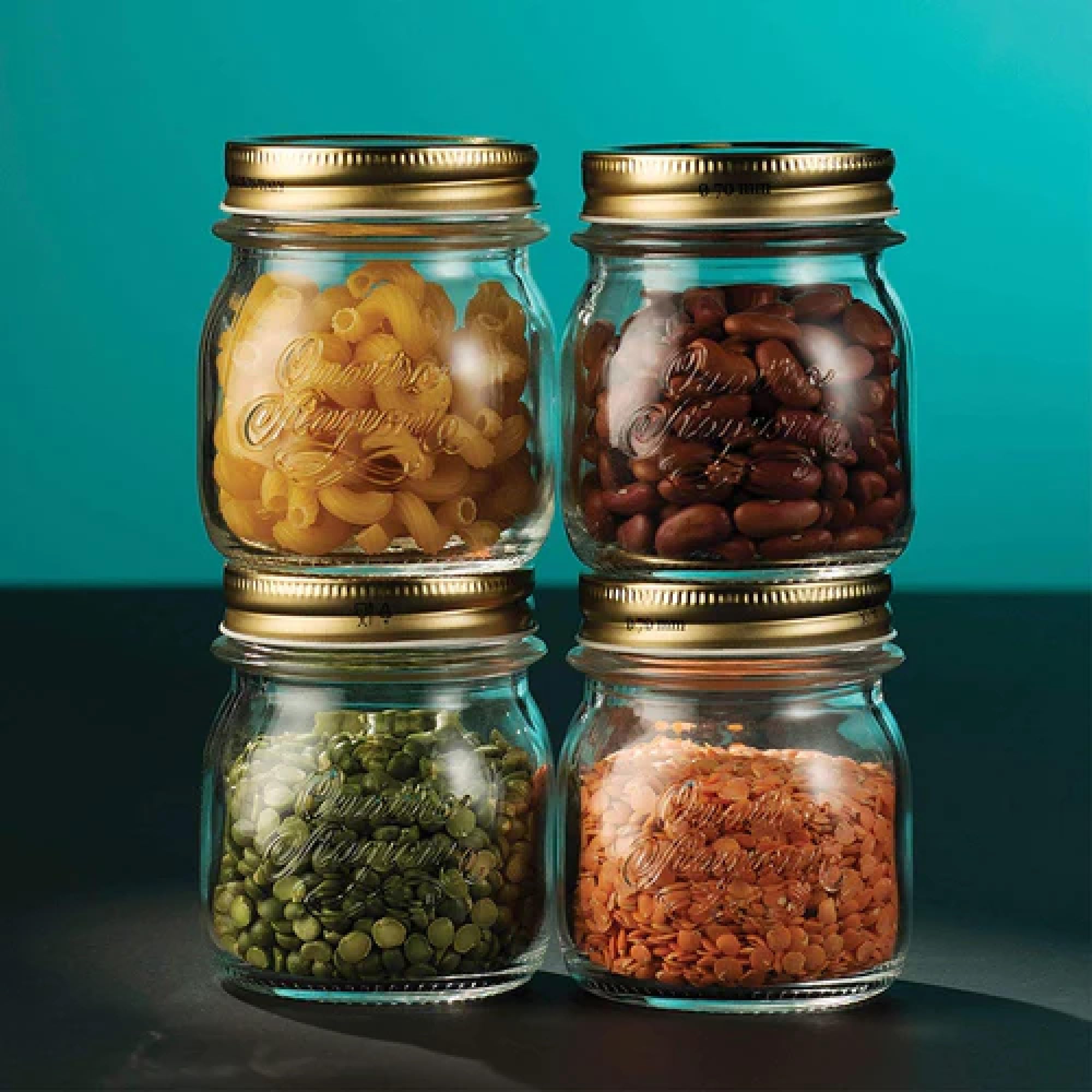 Made in Italy, Bormioli Rocco Quattro Stagioni jars show quality craftsmanship.