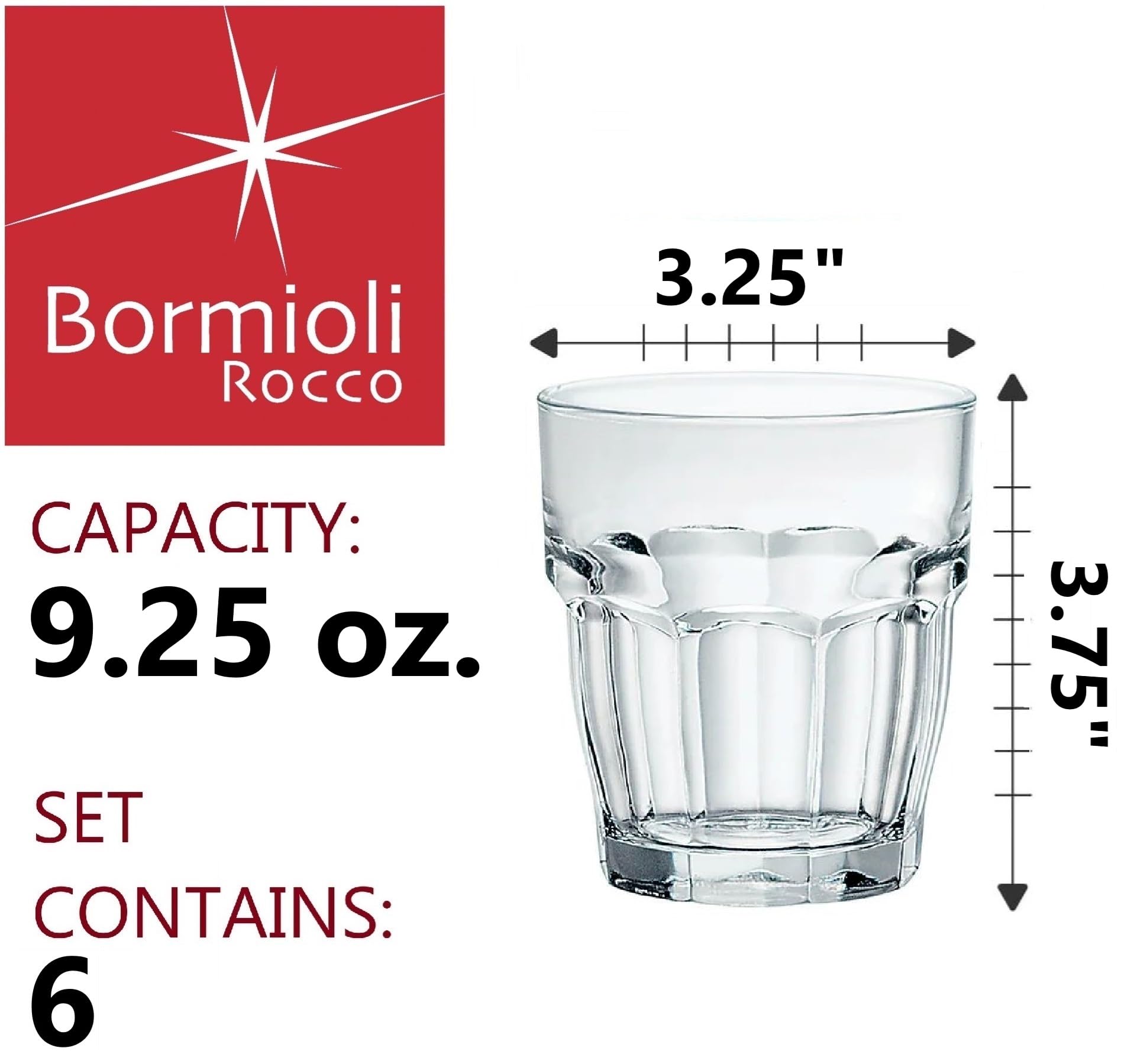 Bormioli Rocco Rock Bar glass with base decoration adds classic flair to service.