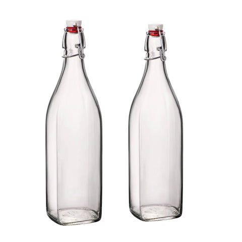 Bormioli Rocco swing bottle set on counter for daily hydration in style.