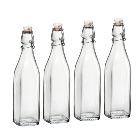 Bormioli Rocco Swing bottle set 4 front view, compact 17 oz for daily hydration.