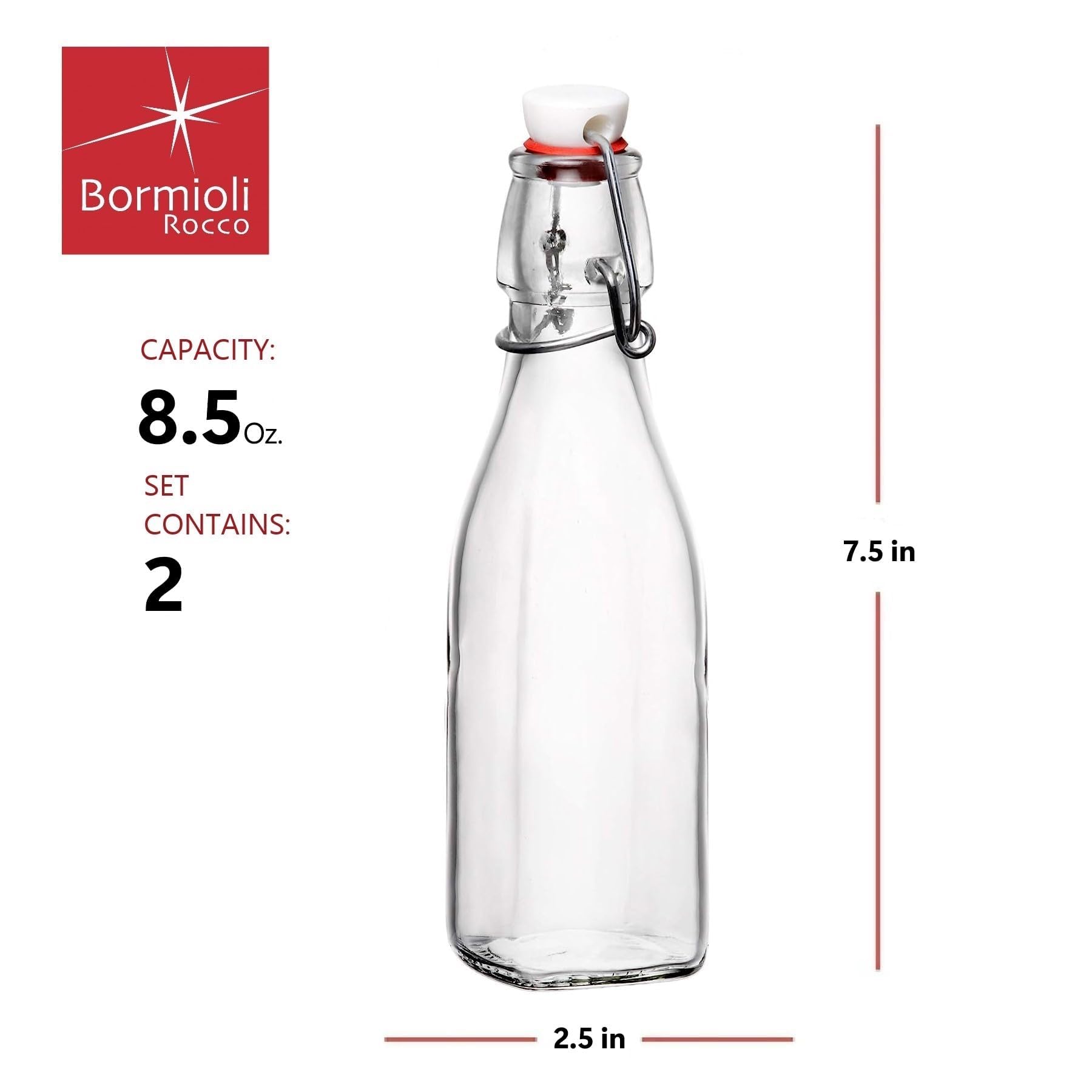 Bormioli Rocco Swing Top bottle metal-ring closeup shows airtight seal.