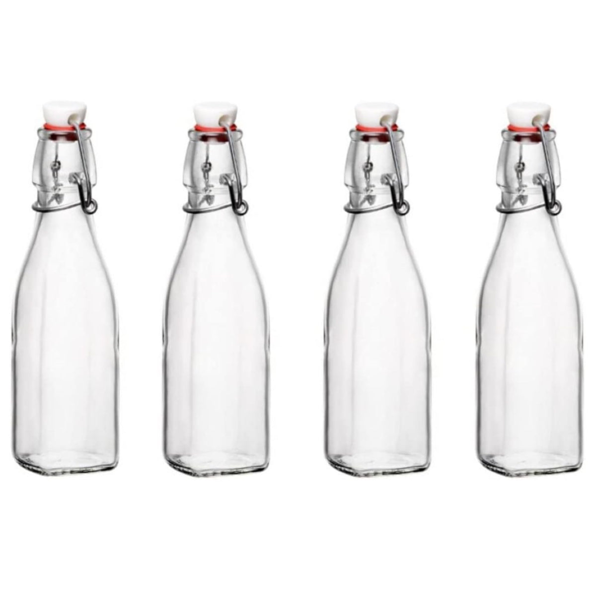 Bormioli Rocco Swing Top bottle front view, compact 8.5 oz for pantry organization.