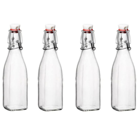 Bormioli Rocco Swing Top bottle front view, compact 8.5 oz for pantry organization.