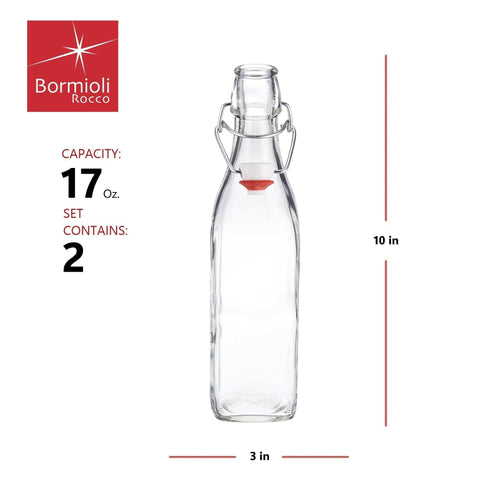 Bormioli Rocco Swing Top bottle airtight seal image emphasizes leakproof design for dressings.