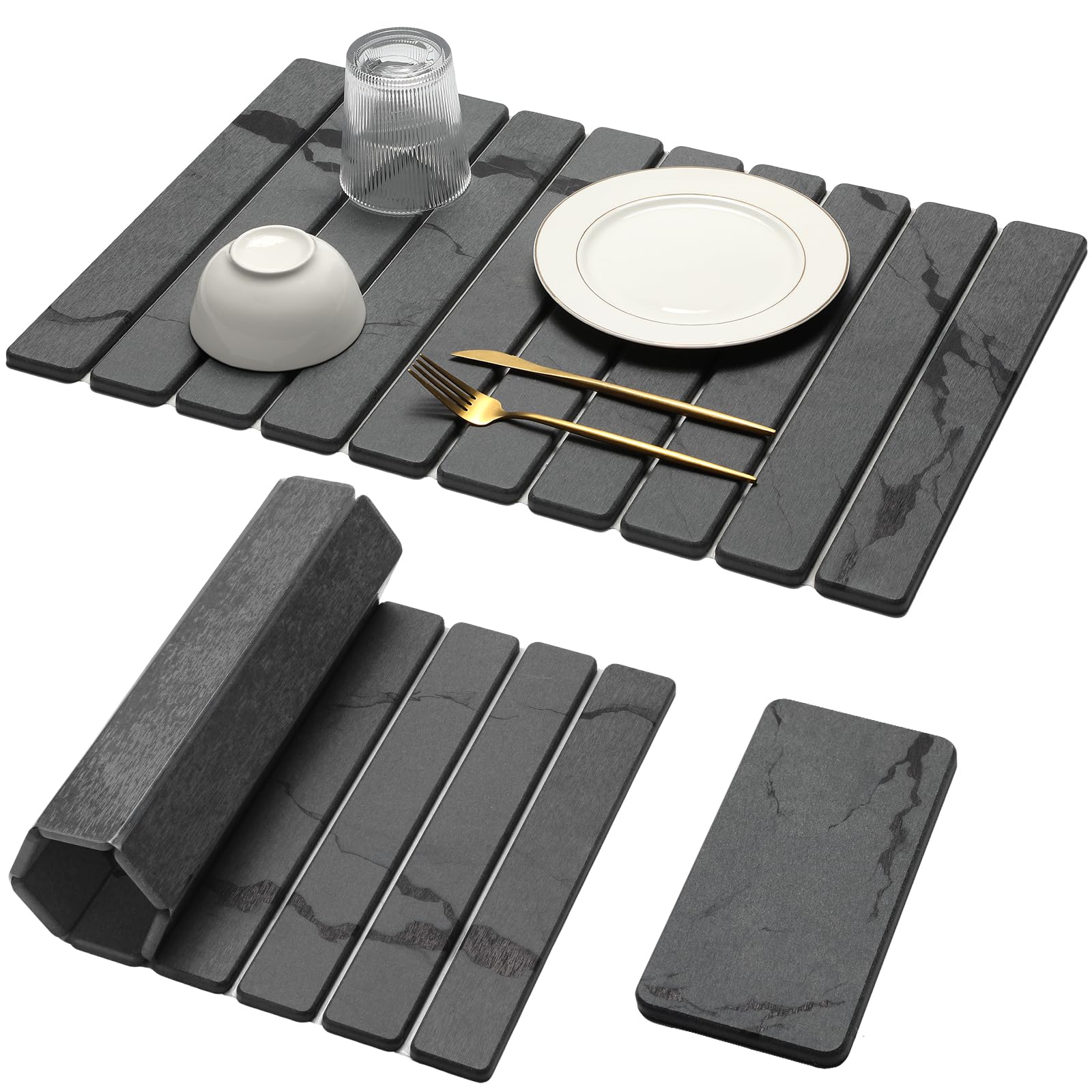 Bornerwhite large stone drying mat on counter for fast water absorption.