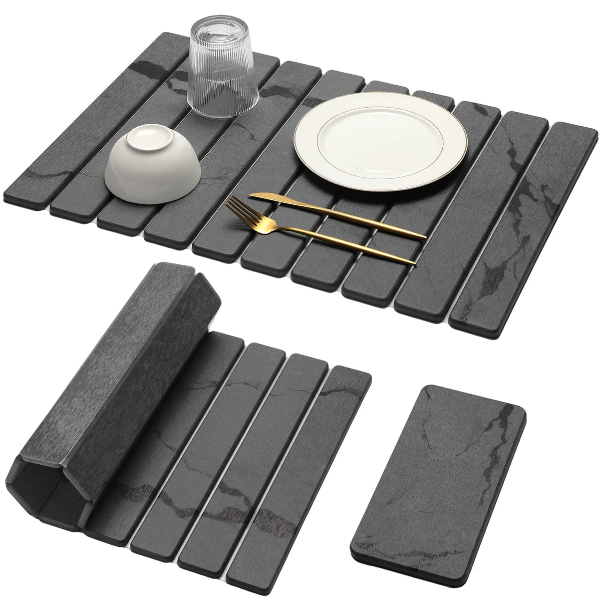 Bornerwhite large stone drying mat on counter for fast water absorption.