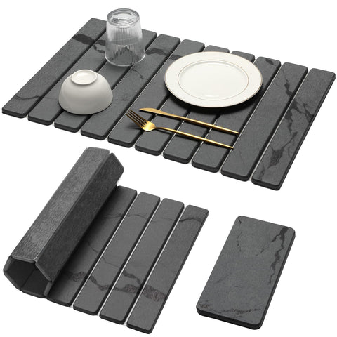 Bornerwhite large stone drying mat on counter for fast water absorption.