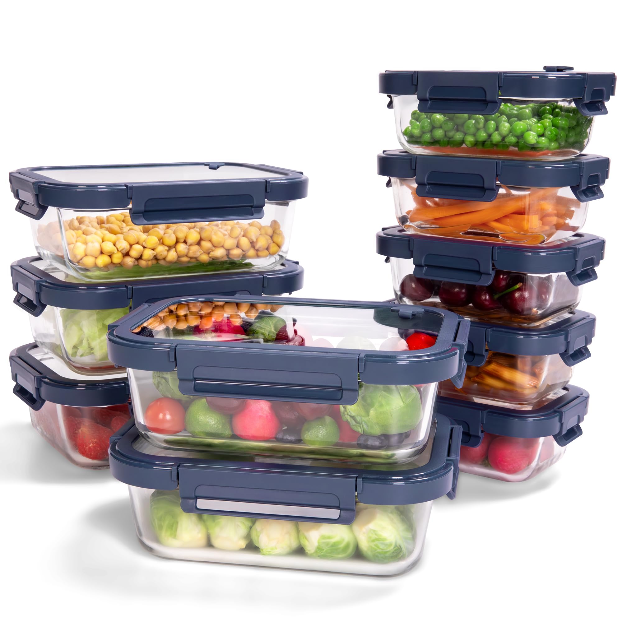 BOROHOUSE 10-piece glass storage set with large and small containers ideal for meal prep and leftovers