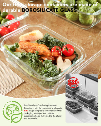BOROHOUSE versatile 12-piece set with sizes from 310ml to 1500ml for portions.