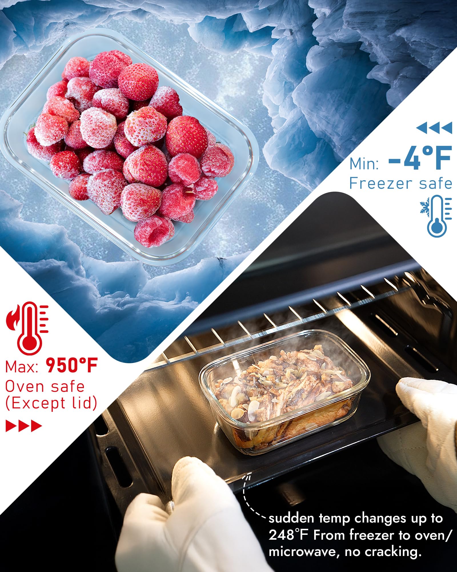 BOROHOUSE air valve on tempered lids keeps seal tight and easy to open.