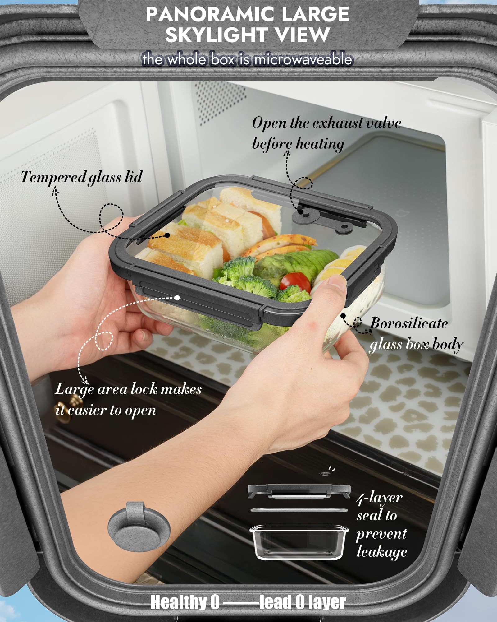 BOROHOUSE borosilicate square 1200ml container spacious for family meals