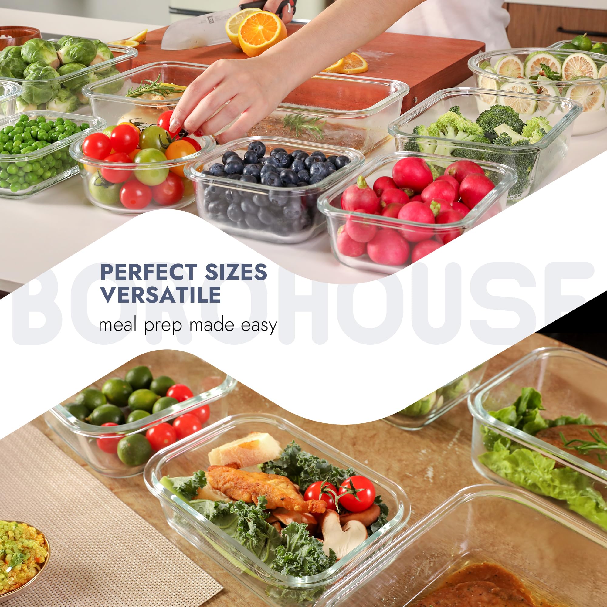 BOROHOUSE clear glass lets you identify contents at a glance