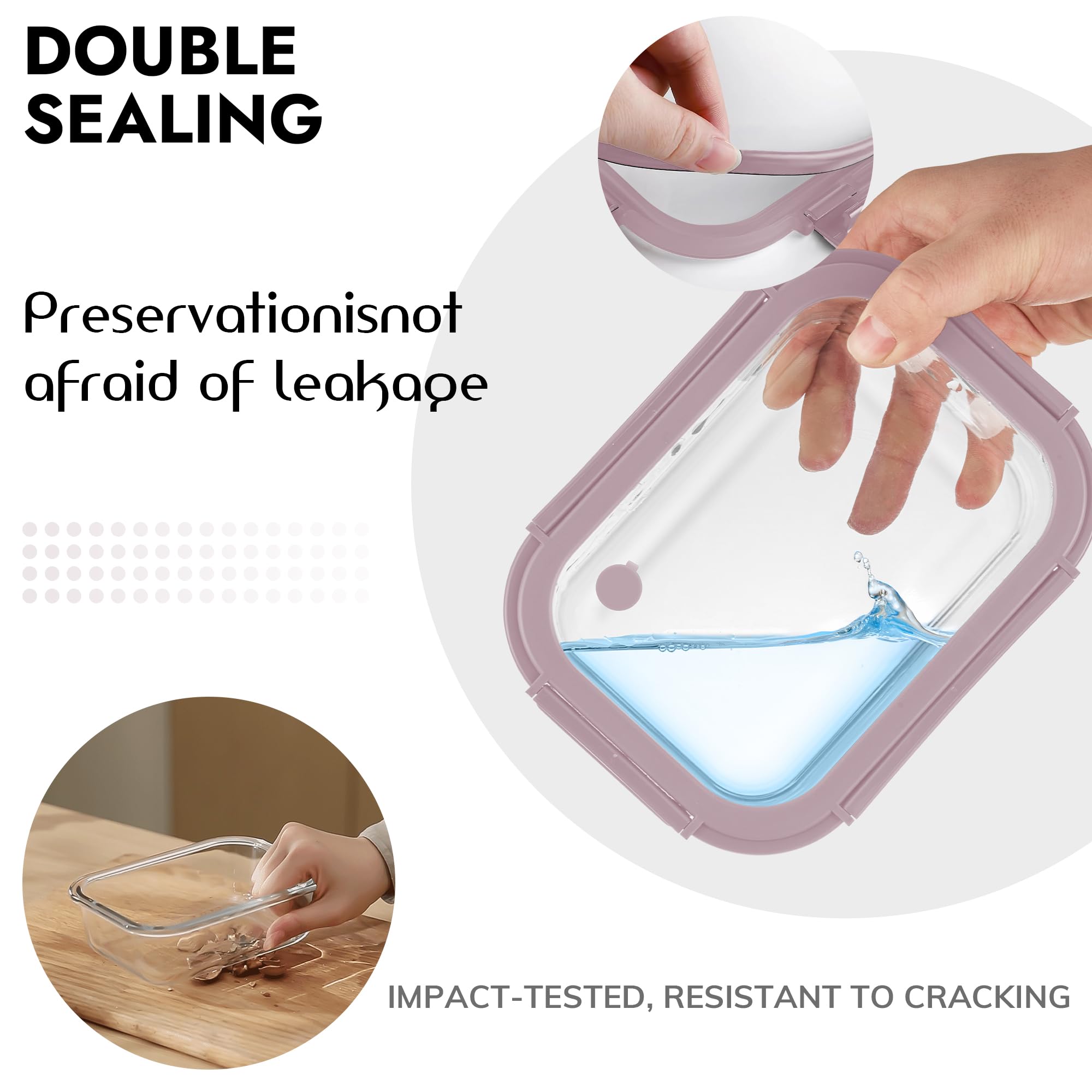 Close-up of BOROHOUSE tempered lid showing leakproof seal.