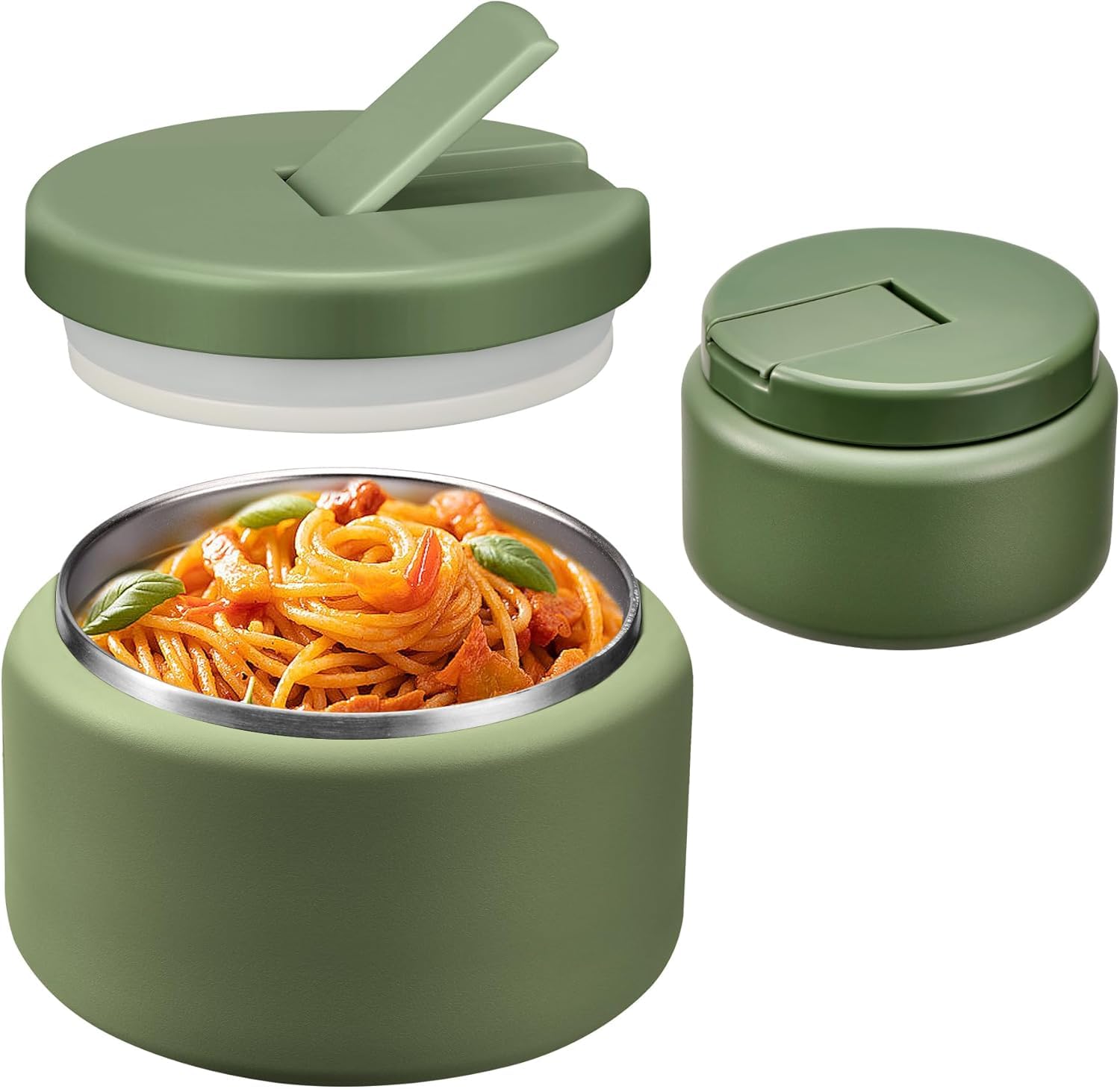 BOSEDSANG 13.5oz soup thermo with green lid keeps meals warm for school days.