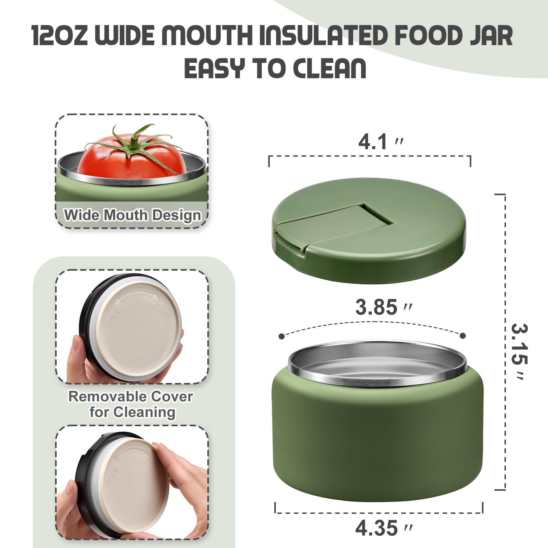 BOSEDSANG wide mouth design simplifies filling and cleaning after meals.