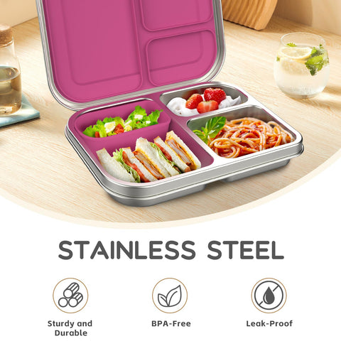 BOSEDSANG leakproof lunchbox features a secure locking mechanism to prevent spills during travel.