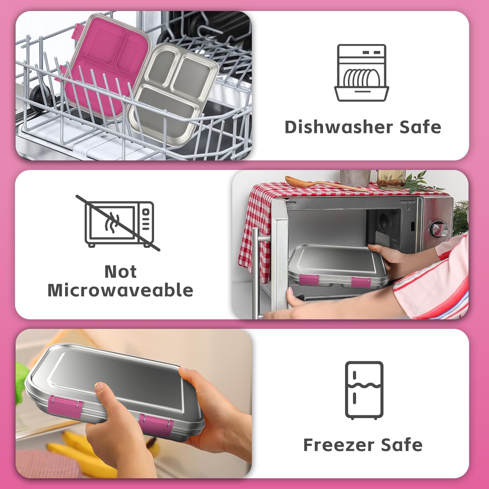 BOSEDSANG pink kids lunchbox combines durable stainless steel with a child-friendly aesthetic.