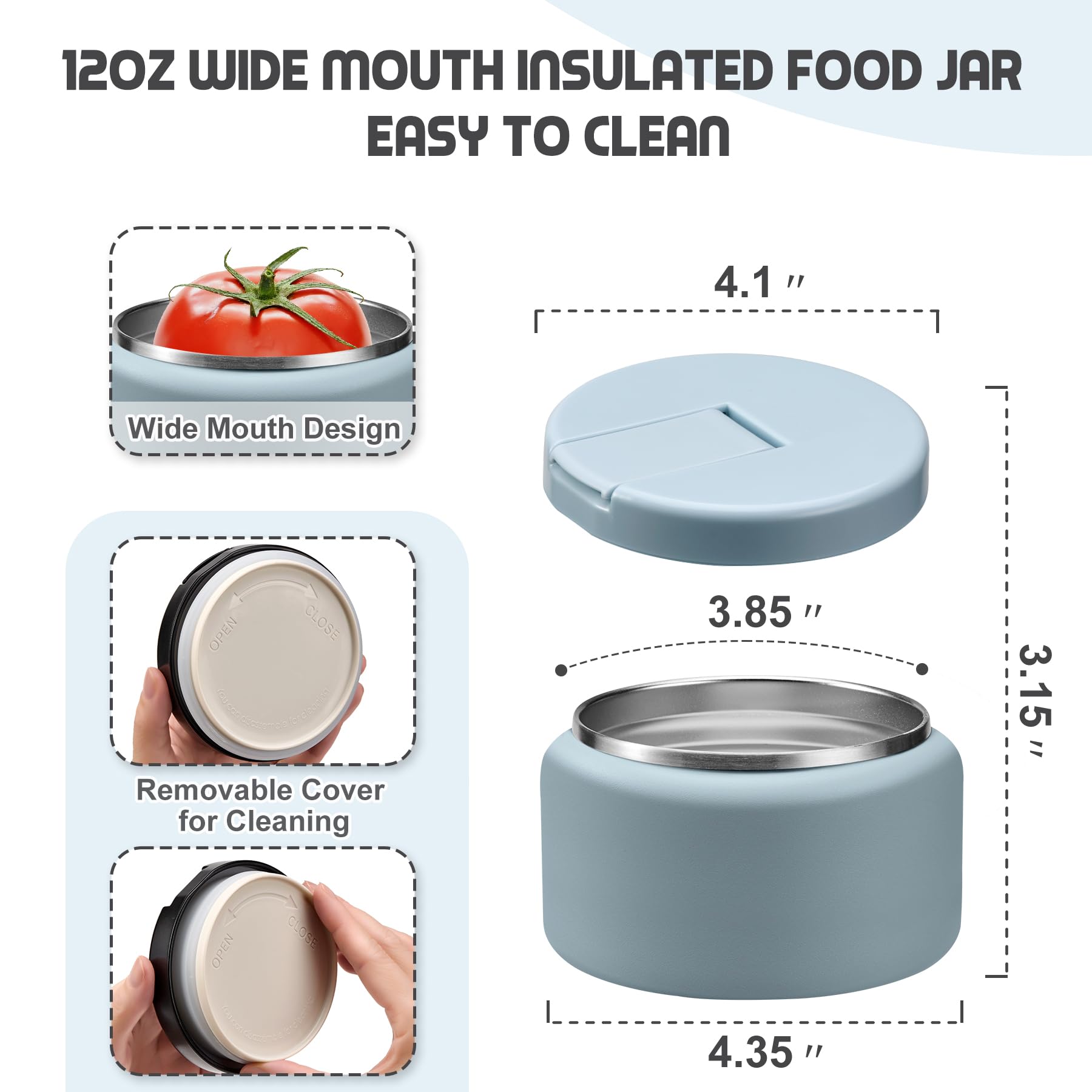 BOSEDSANG 13.5oz capacity provides more food for kids at lunch.