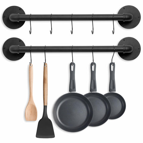 Boshangjia pot pan rack wall mounted 21-inch set keeps pots within reach and organized.