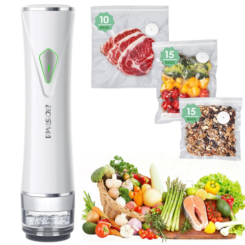 BOSIMIA compact handheld sealer in hand, ready to seal freshness on the go