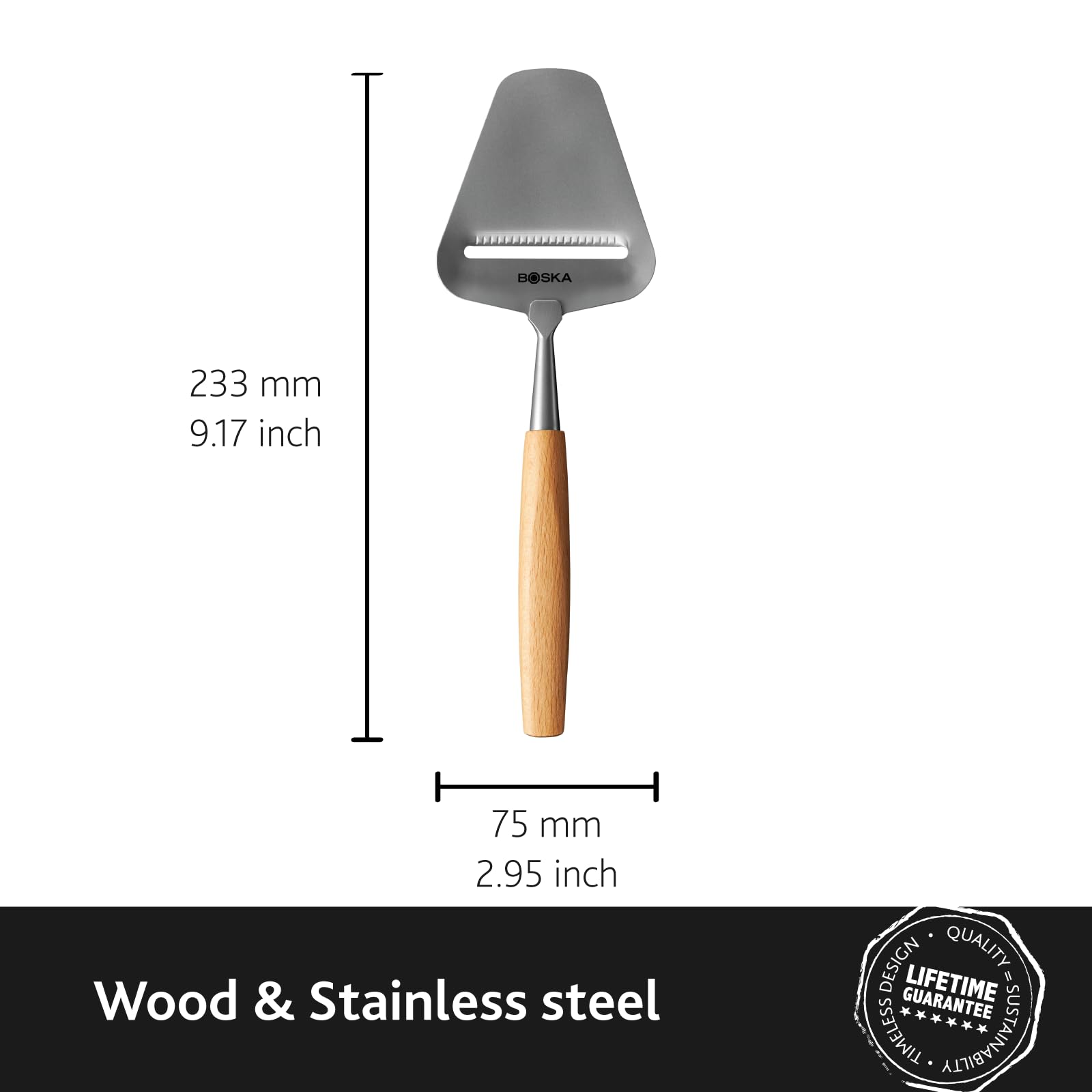 Boska Amigo showcases a beech wood handle for timeless style.