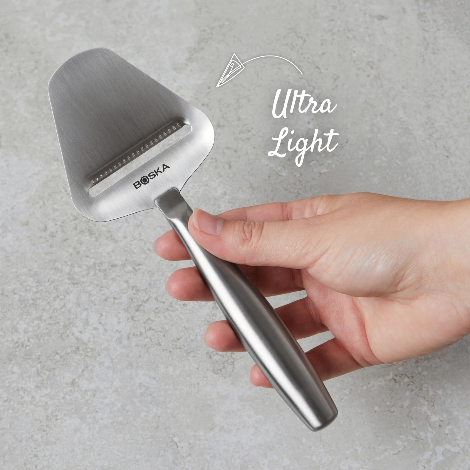 Boska Copenhagen cheese slicer designed for handheld, one-handed operation.
