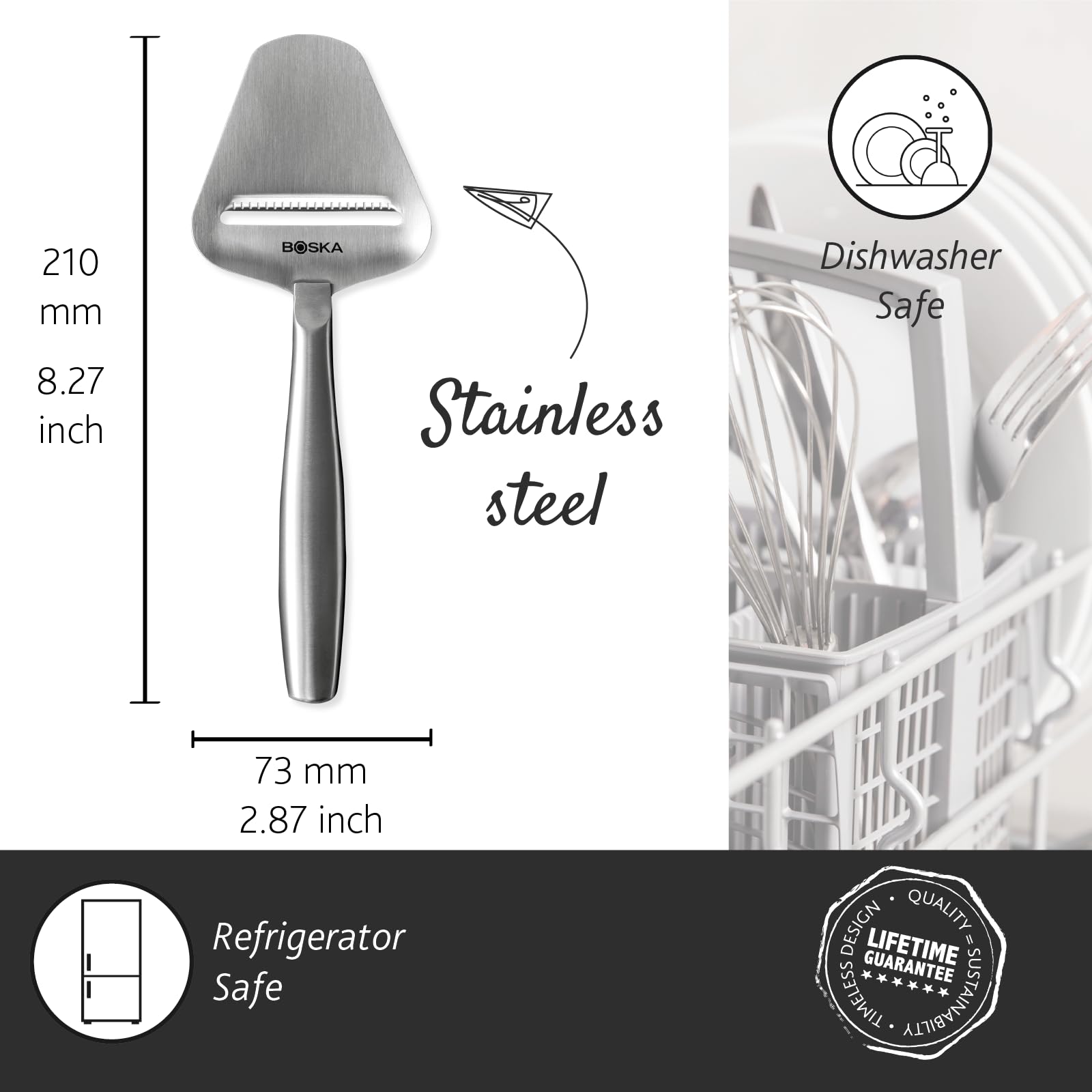 Boska Copenhagen cheese slicer excels at grating hard cheeses.