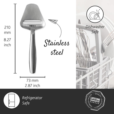 Boska Copenhagen cheese slicer excels at grating hard cheeses.
