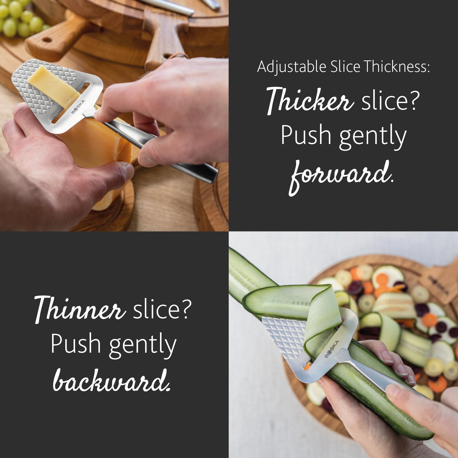 Boska Monaco+ even slices support professional presentation on plates.