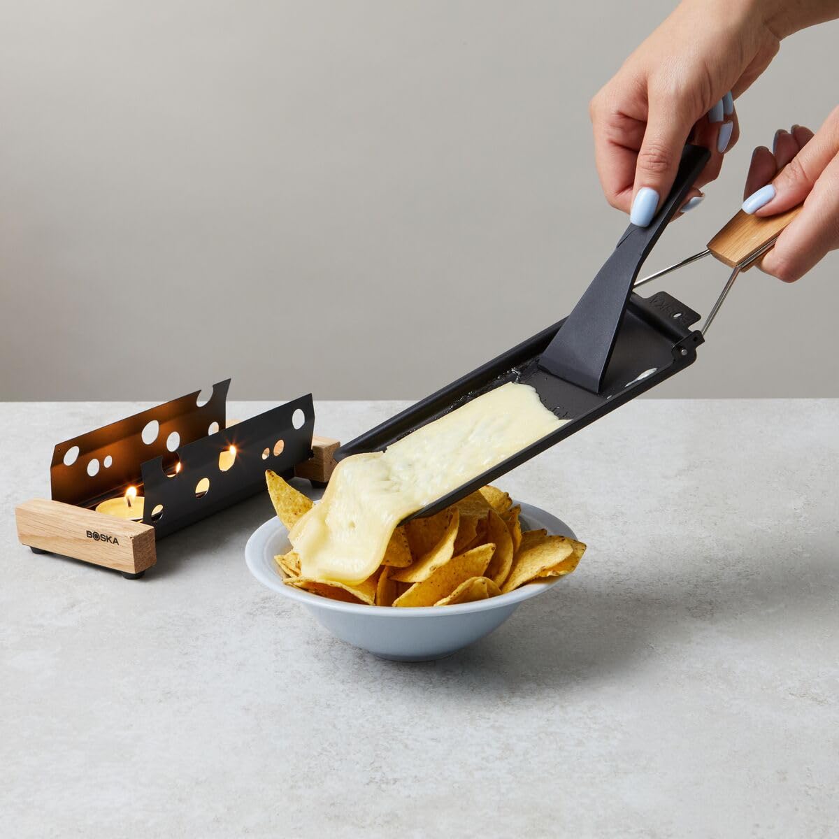 Boska Partyclette To-Go set perfect for vegetarian BBQ melted cheese options.