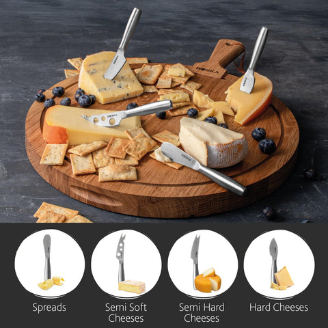 Soft to hard cheese slicing with Boska knives.