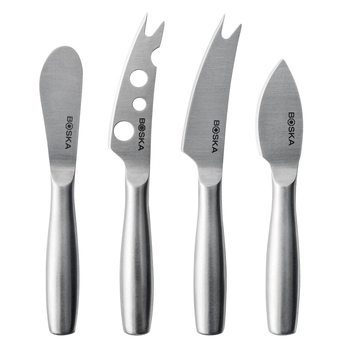 Boska stainless steel cheese knives four-piece set for precise cheese cutting.