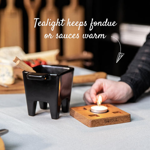 Boska Tealight Tapas Fondue Set includes forks and recipe for inspiration