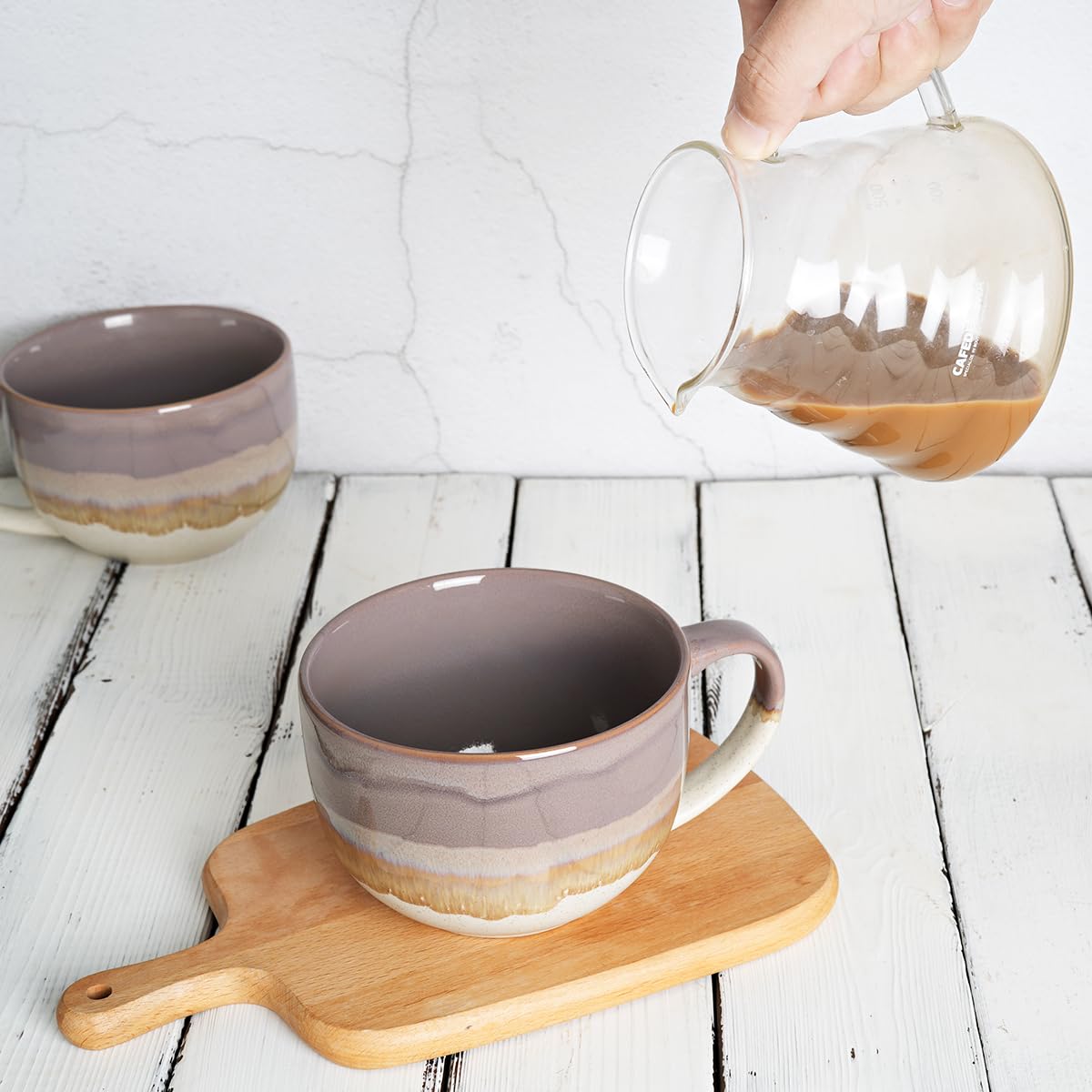 Bosmarlin purple mug pair, microwave-safe for quick reheats