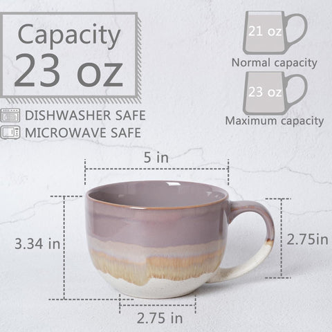 Bosmarlin jumbo mug purple side view, sturdy lead-free ceramic for hot beverages