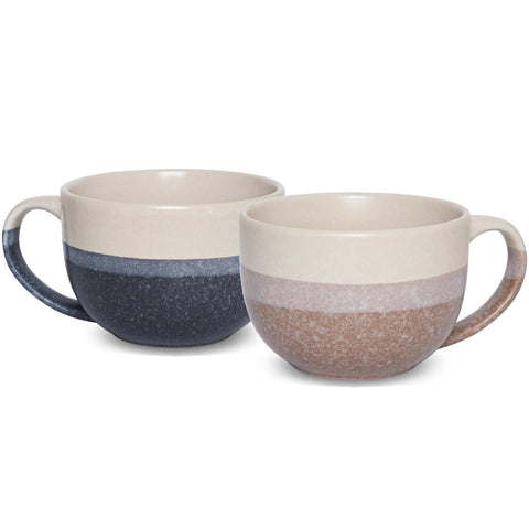 Bosmarlin ceramic large coffee mug set of 2 with multicolor glaze, ideal for a generous 23 oz brew.