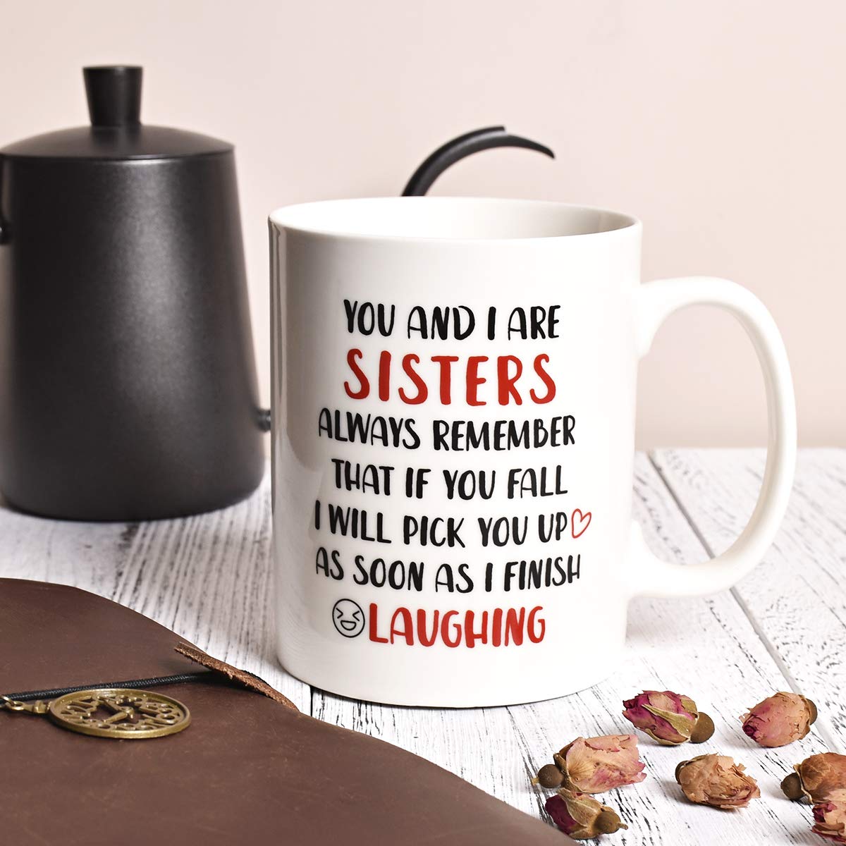 Bosmarlin mug design makes a playful gift idea for sisters and friends.