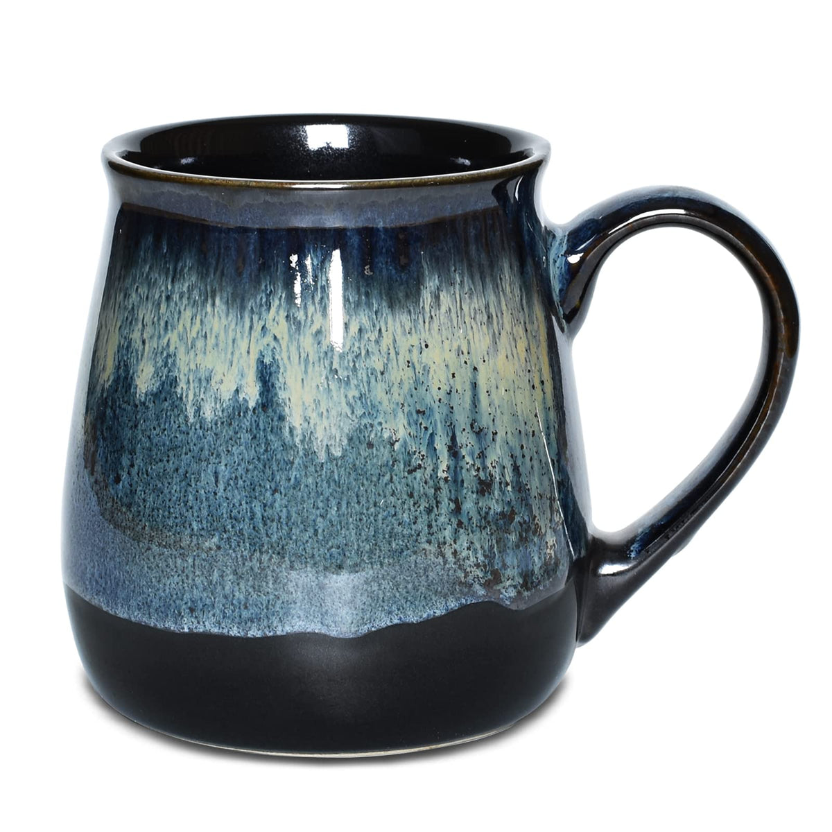 Bosmarlin large ceramic mug in deep blue, front view, ideal for daily coffee.