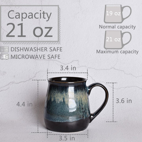 Bosmarlin mug side view in deep blue, sturdy handle for easy gripping.