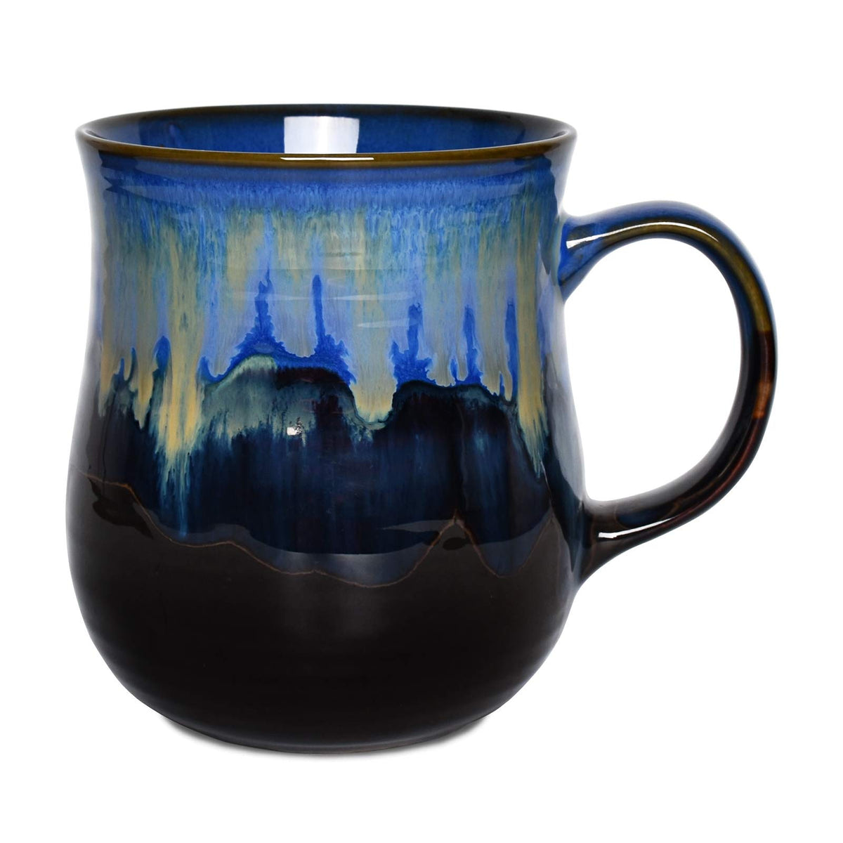 Bosmarlin 21 oz ceramic mug in blue, full view, ideal for daily coffee rituals.