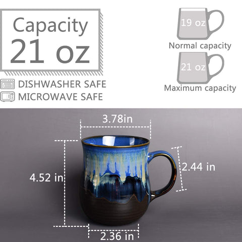 Bosmarlin mug blue handle close-up, ergonomic grip for comfortable sipping.