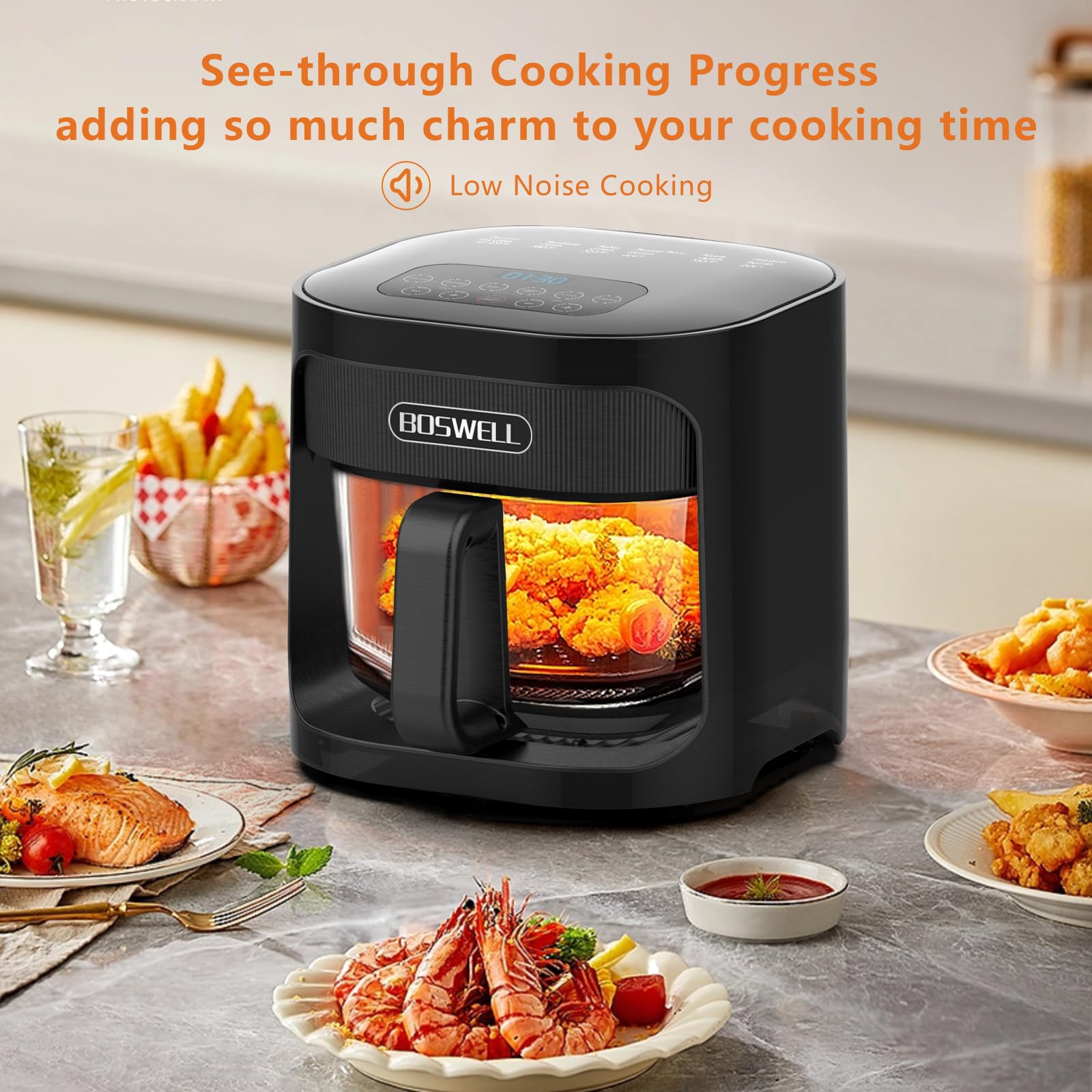 BOSWELL temperature control up to 400°F for versatile cooking.