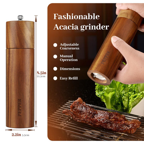 BOTOP 2-pack pepper grinder with base for easy seasoning control.