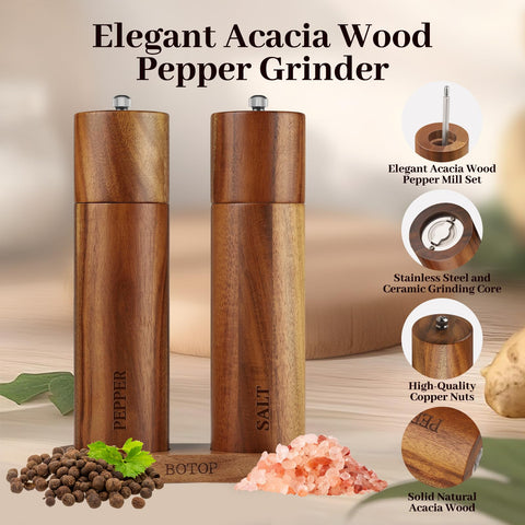 BOTOP acacia wood grain close-up highlights natural finish.