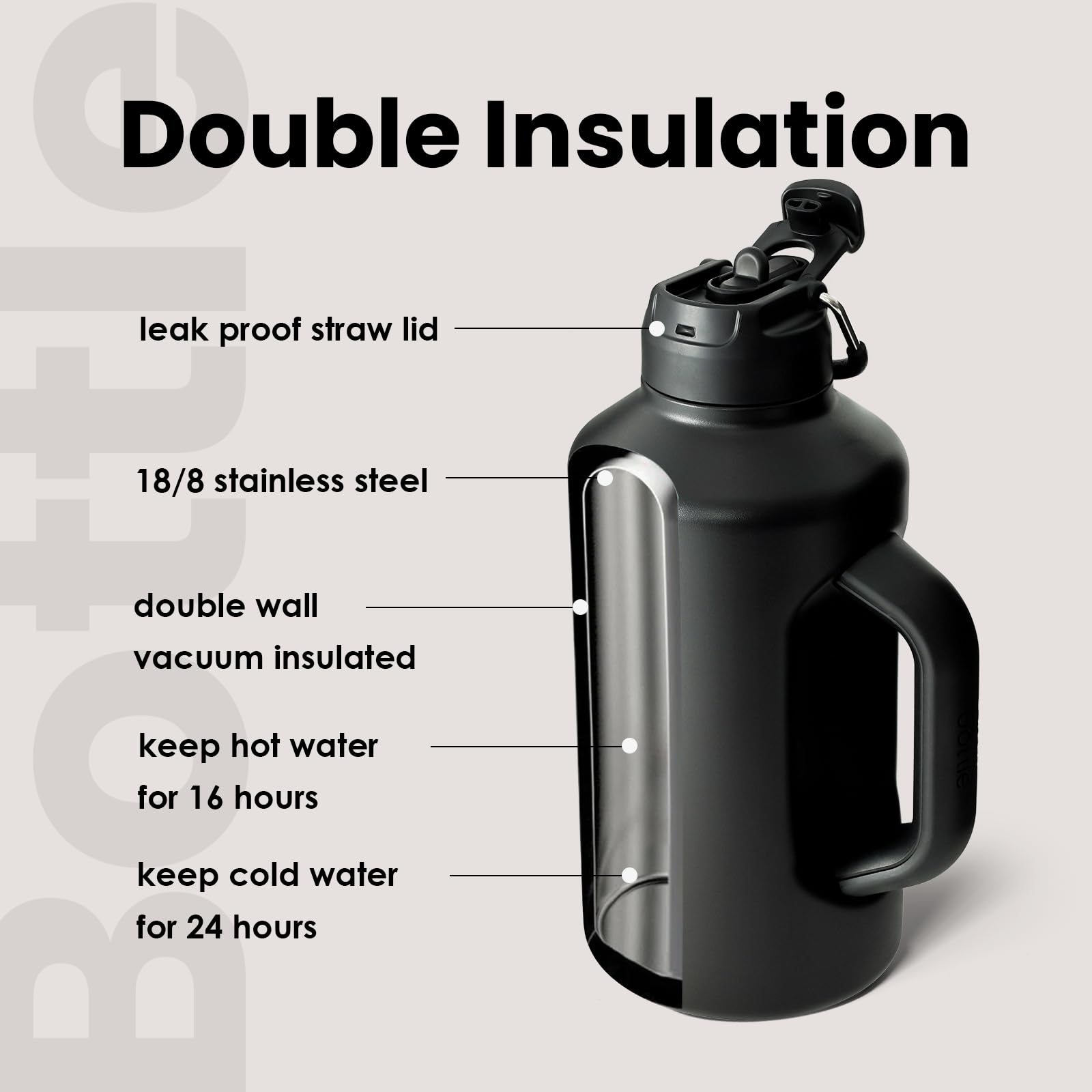 BOTTLE BOTTLE 18-8 stainless steel resists flavor transfer