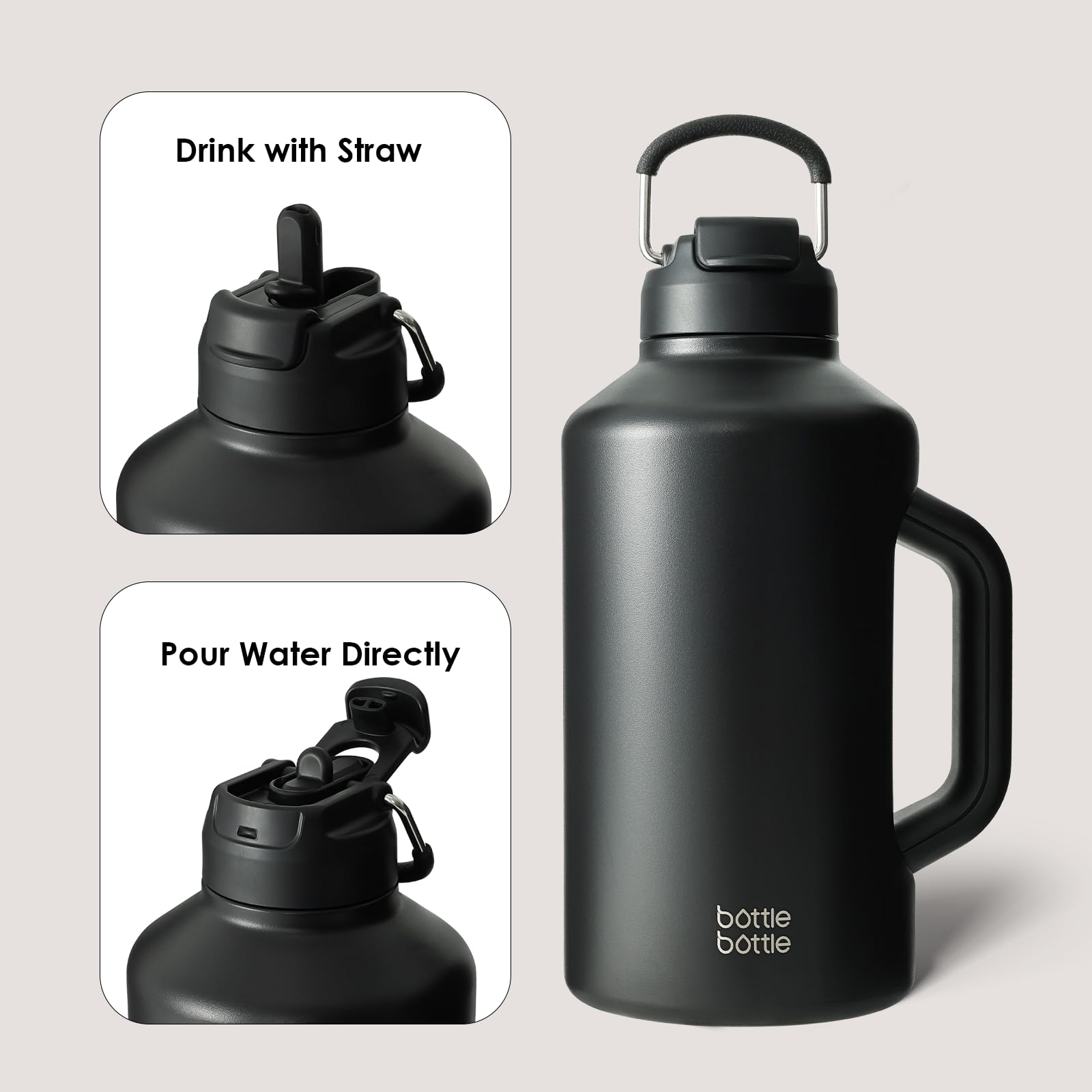 BOTTLE BOTTLE wide mouth accommodates ice and easy cleaning