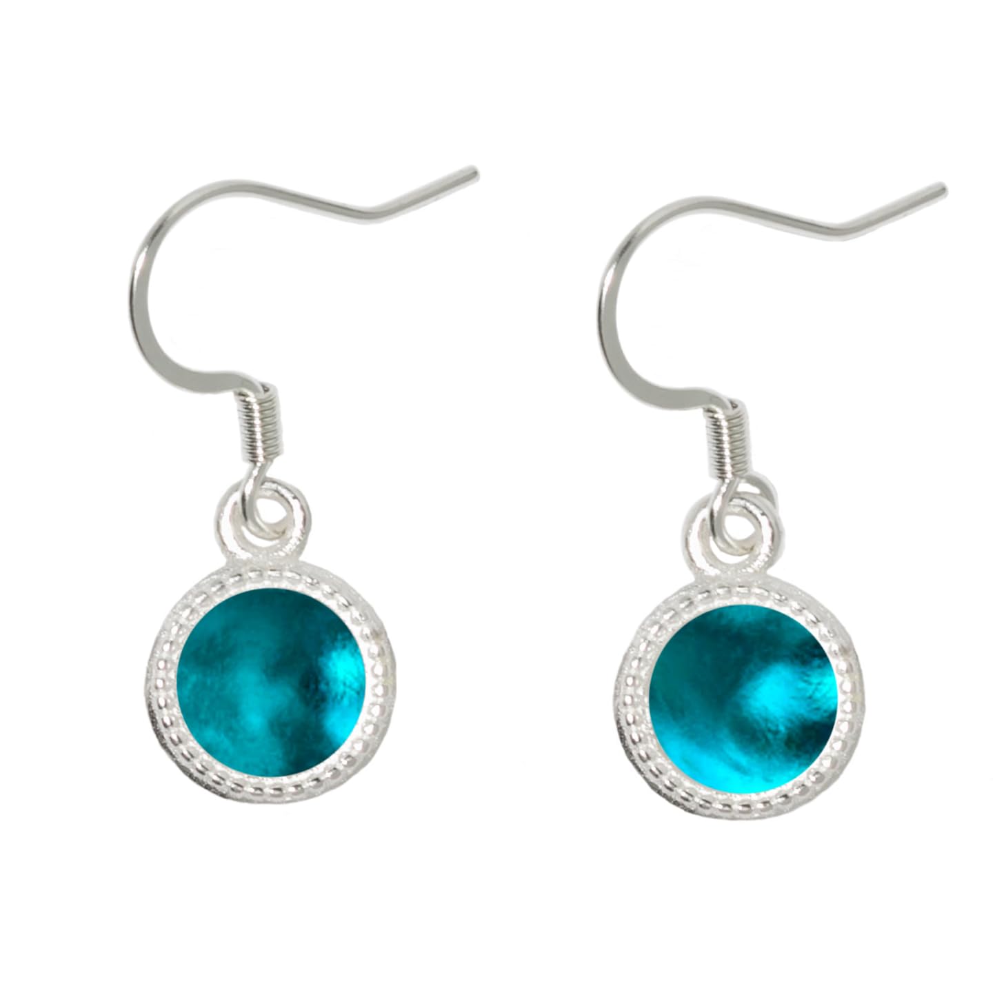Bottled Up Designs color dot earrings in aqua mason jar glass for eco-friendly everyday wear